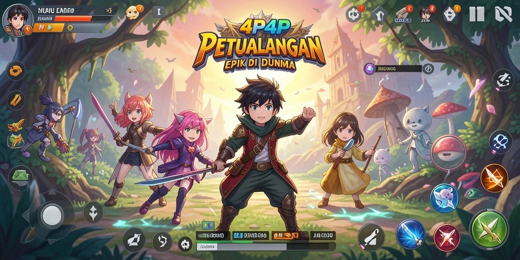 Tampilan gameplay menarik dari 4P4P dalam suasana anime.