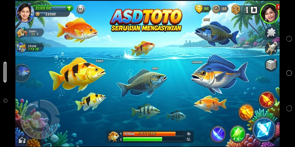 Tampilan gameplay seru dalam ASDTOTO saat menangkap ikan.
