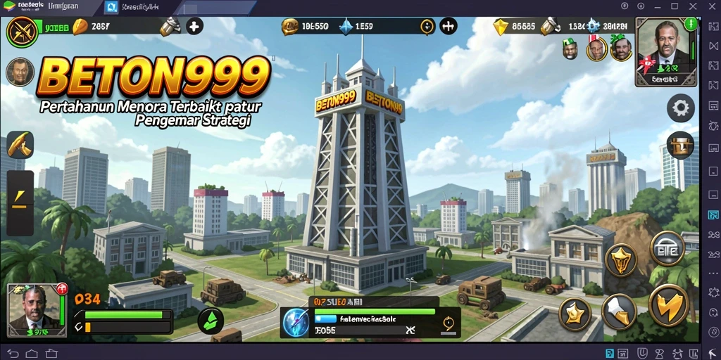Tampilan gameplay menara pertahanan yang mendebarkan di BETON999.