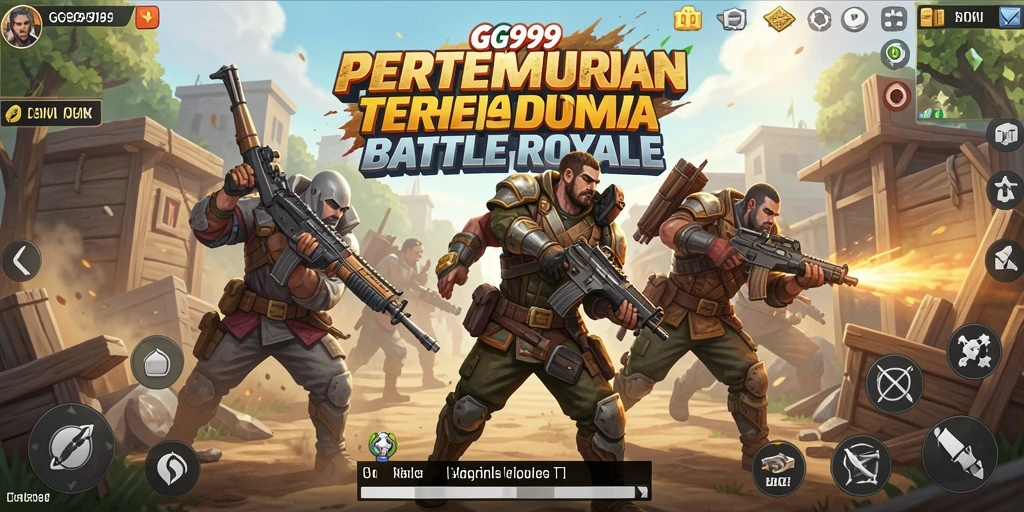 Screenshot GG999 menunjukkan pemain bersaing dalam pertempuran Battle Royale yang mendebarkan.