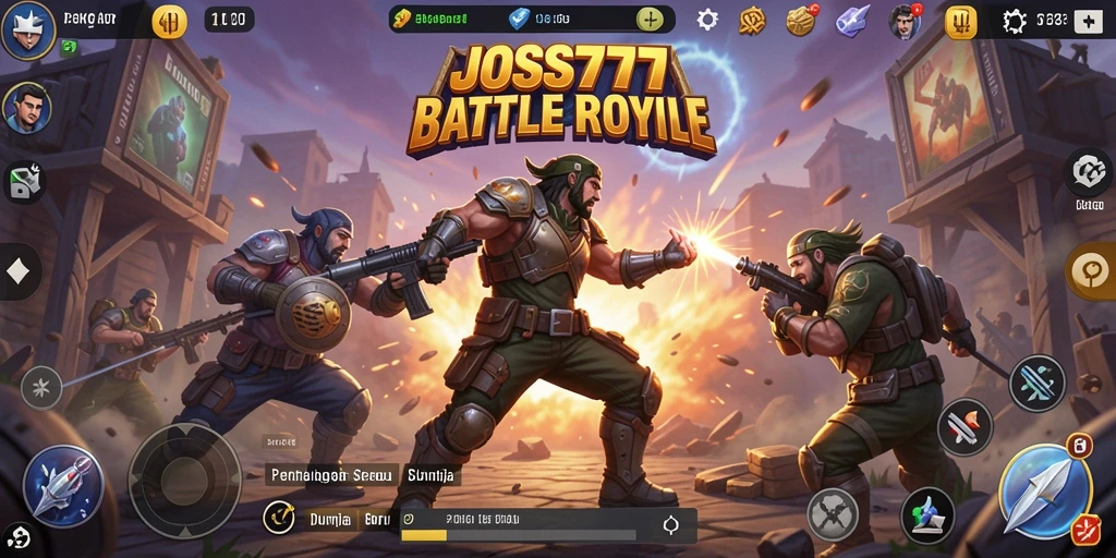 Tampilan gameplay Battle Royale JOSS777 yang menegangkan dan seru.