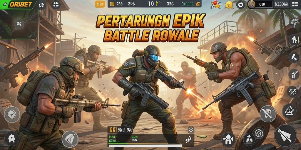 Gameplay seru Battle Royale di ORIBET dengan pertempuran intens.