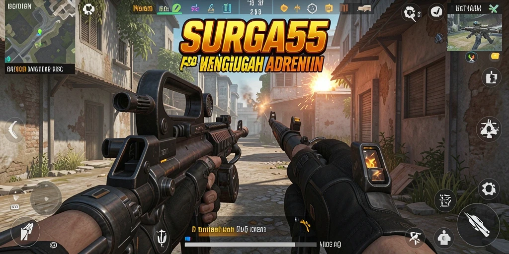 Gameplay seru SURGA55 dengan aksi tembak-menembak yang mendebarkan.