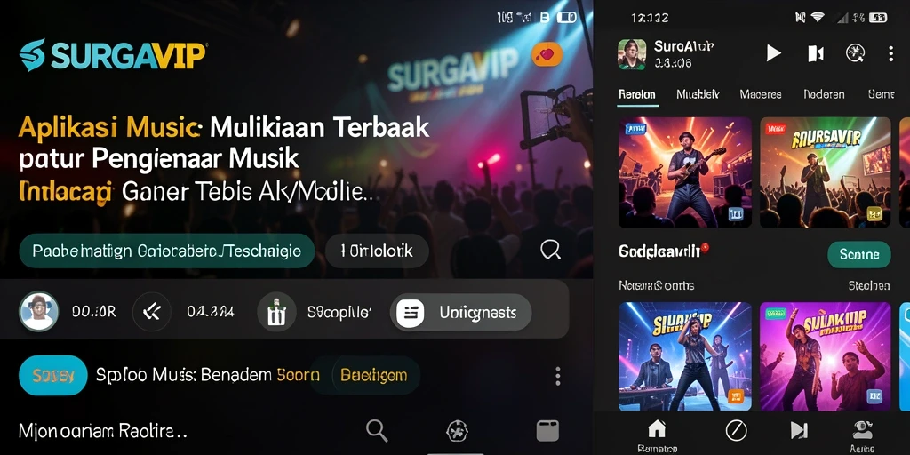 Tampilan gameplay SURGAVIP yang menarik dengan berbagai fitur musik.