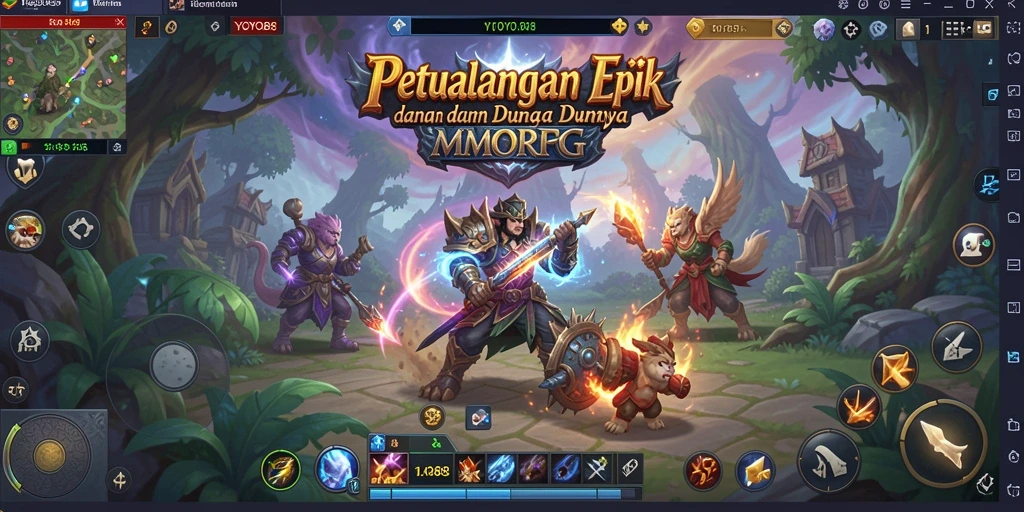 Tampilan screenshot utama dari YOYO88 menampilkan gameplay epik di dunia MMORPG.