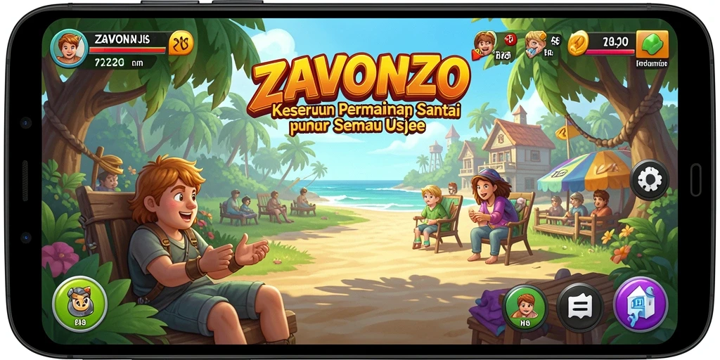 Screenshot utama ZAVONZO menampilkan gameplay yang menarik dan menenangkan.
